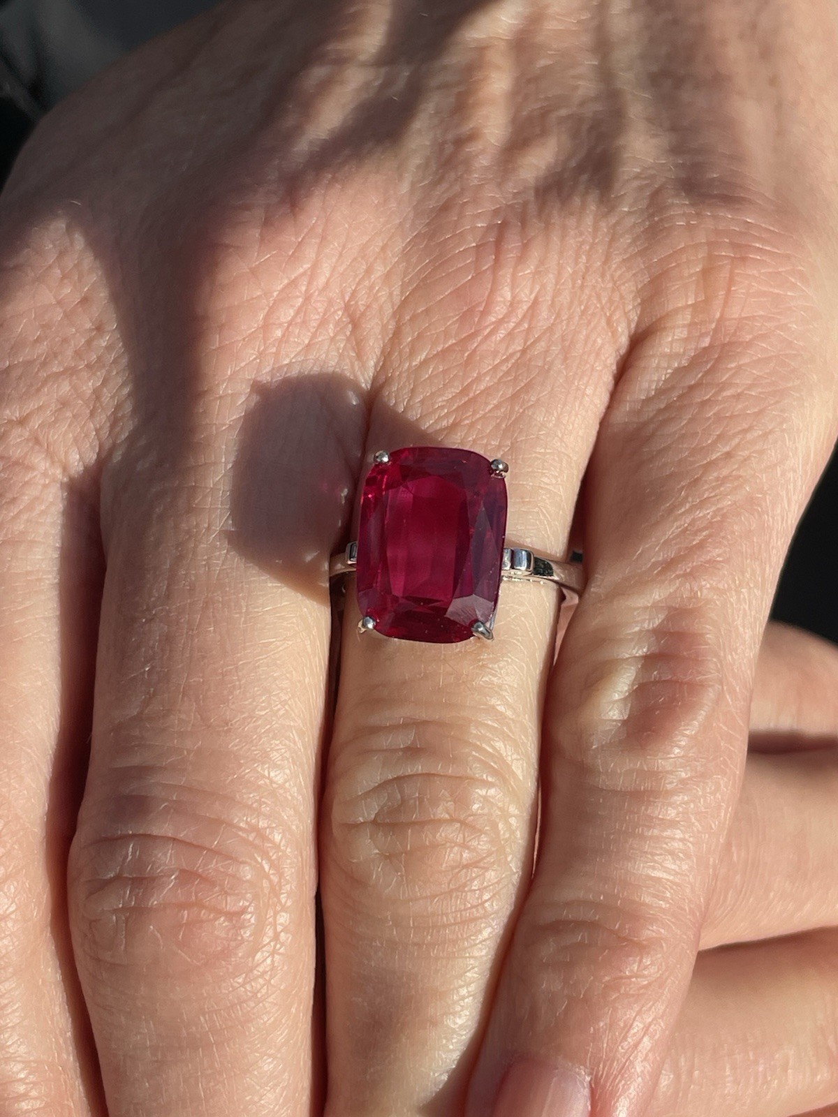 Silver Ruby 5ct Solitaire Ring, 925 Large,  4.5g - image 7