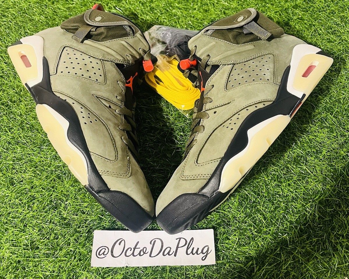 Travis Scott × NIKE AIR JORDAN6 オリーブ Travis Scott x Air Jordan 6 Retro 'Olive' - Rainy Clouds OG
