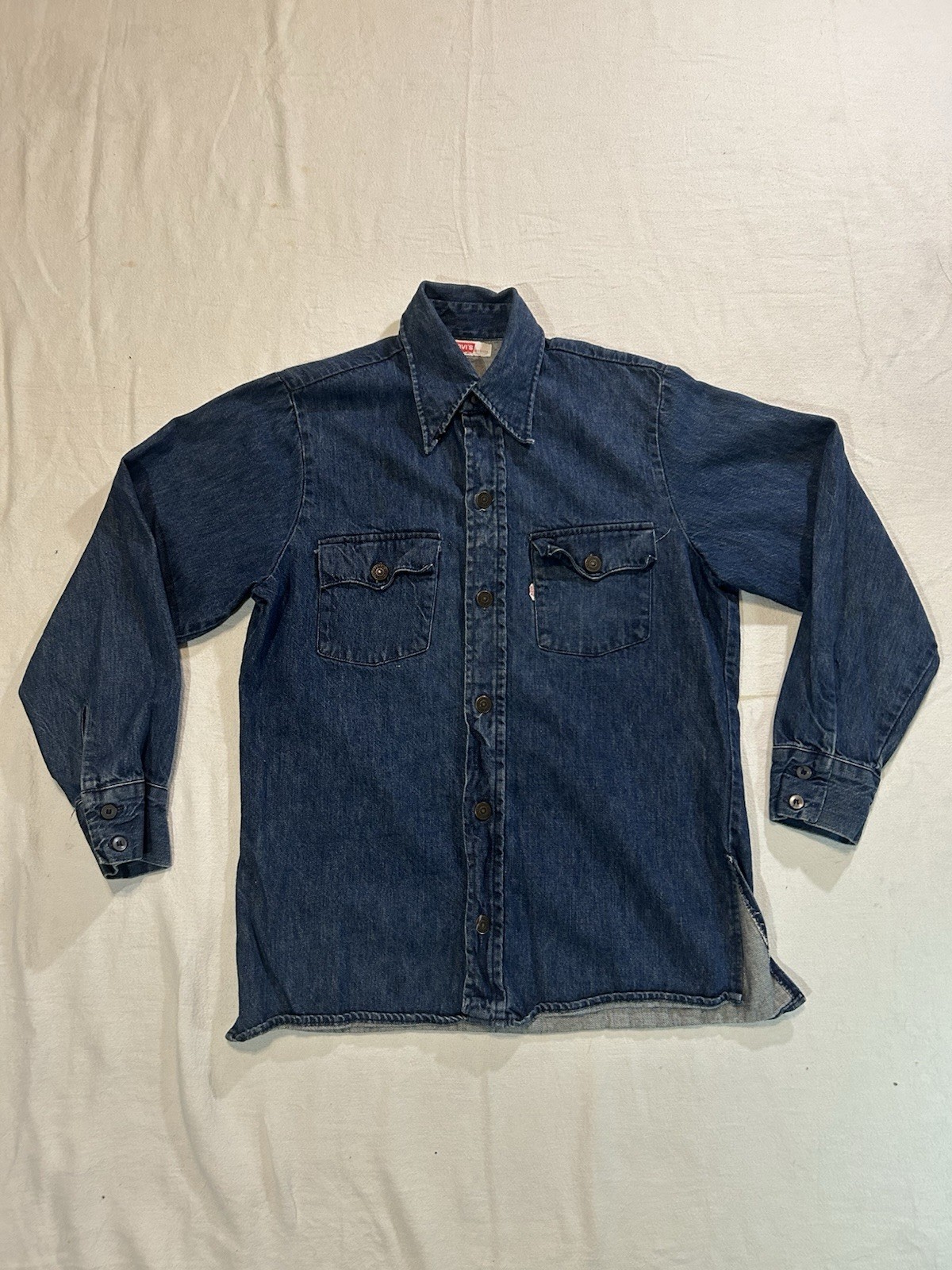 1970s Levis Denim Big E Daggercollar Button Up Sh… - image 2