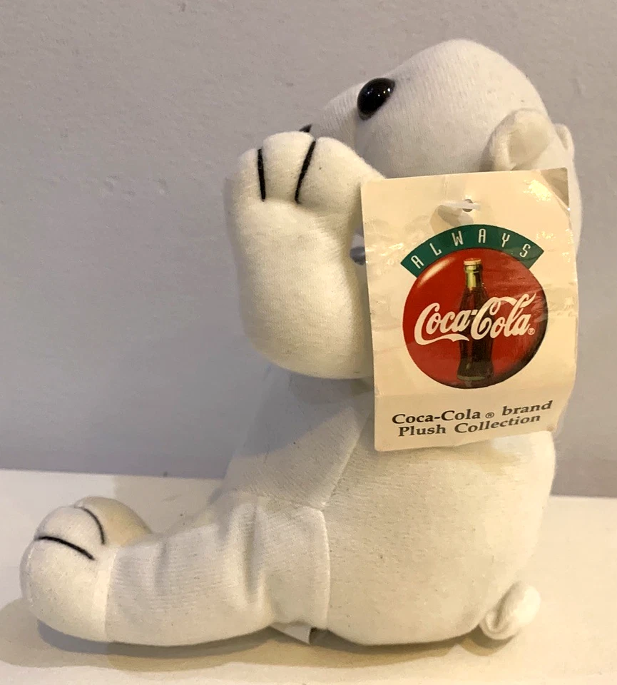 Vintage 1995 Play-by-Play Coca Cola Polar Bear Plush Soft Toy 7''/18cm - Image 4 of 4