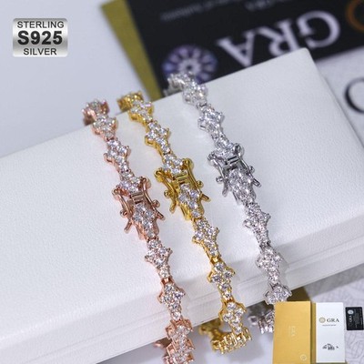 Silver 925 Moissanite Tennis Bracelet VVS1 Brilliant Cut Pass Test D