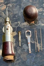 Vtg C.A. Myers Co Sewing Awl Tool w/ Attachments Chicago IL USA Made Awl For All