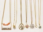 VTG Necklace Pendant Lot Enamel Semi Gemstones Beaded Mixed Lot Gold Tone D5987 — photo 7