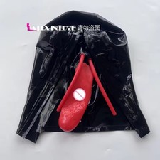 Latex Hood Mask with Nasal Tube Mouth Sheath Halloween Party Play