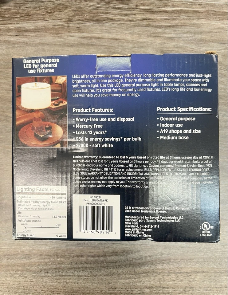 GE LED Light Bulbs, 40 Watt, Soft White, A19 (6 Pack) - Image 3 of 4