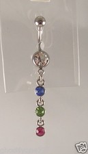 Blue green pink Crystal belly button navel ring piercing naval