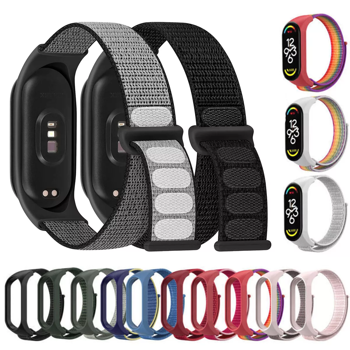 2 Correa Para Xiaomi Mi Band 7 6 5 4 3 Nylón Y Ajuste Velcro