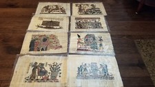 Lot of 8 Egyptian Prints on Papyrus Paper Assorted in used condition