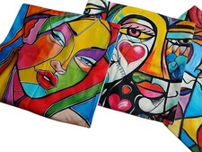 Abstract Cushion Covers 4 Piece Set 17.5x17.5 Inch