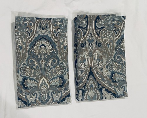 POTTERY BARN MCKENNA PAISLEY GRAY/BLUE/WHITE SET OF 2 PILLOW SHAMS