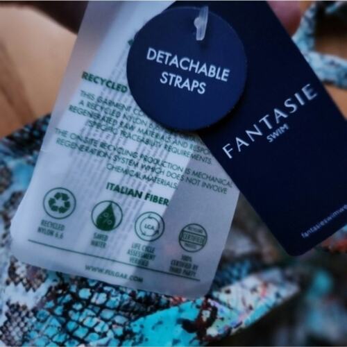 Fantasie Top de Natación Nuevo con Etiquetas Estampado de Serpiente Aqua Helada Multivía EE. UU. Talla 30H - Imagen 3 de 6