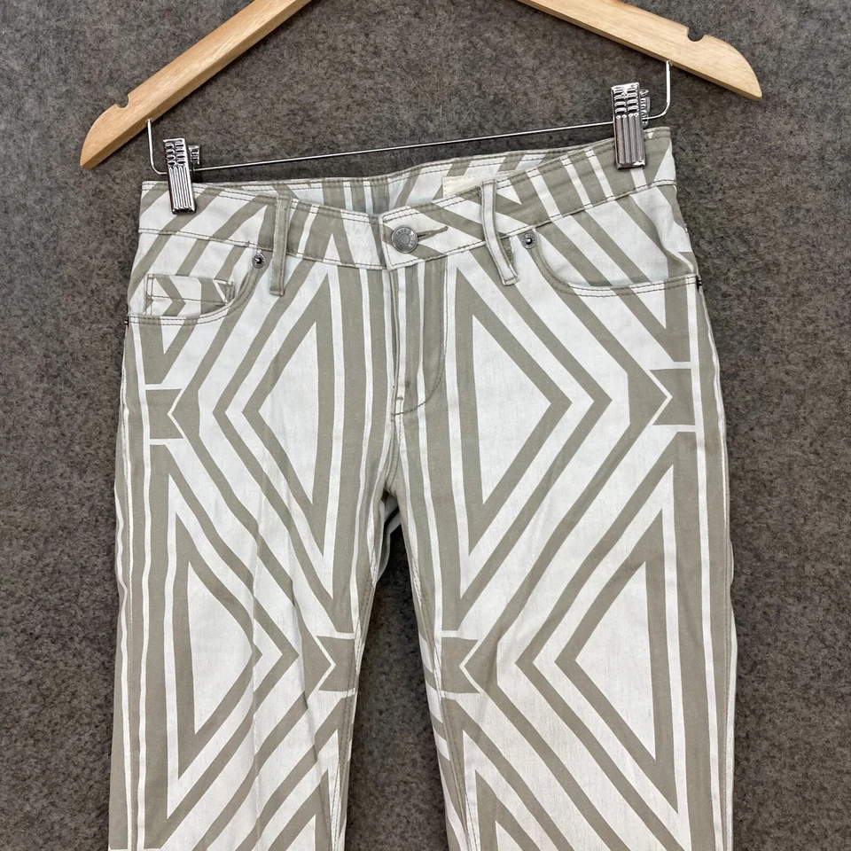 Pantalones de mezclilla Sass & Bide para mujer 25 rayas geométricas ajustados tiro bajo algodón 28418 Foto 2 de 4