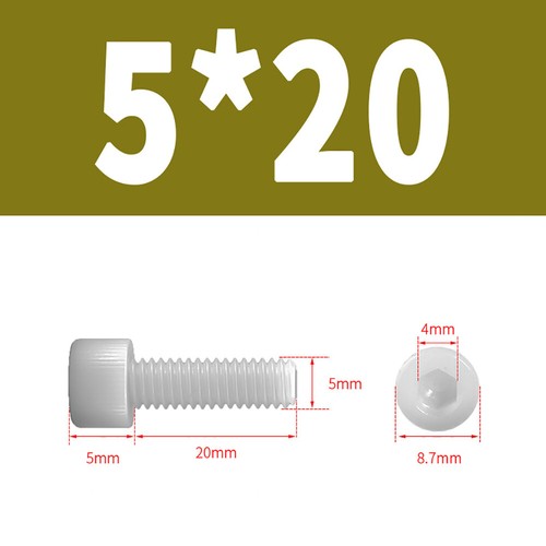 Kunststoff Zylinderschrauben Innensechskant Weiß Nylon DIN 912 M3 M4 M5 Bis M12 - Bild 29 von 82