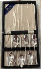 William Adams Sheffield silverplate 6pc set citrus fruit spoons in box England