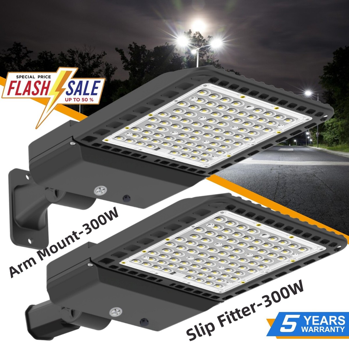 NUOGUAN LED Parking Lot Light With Slip Fitter UL DLC Listed, 5000K Shoebox Pole  Light AC100-, image size:1200x1200