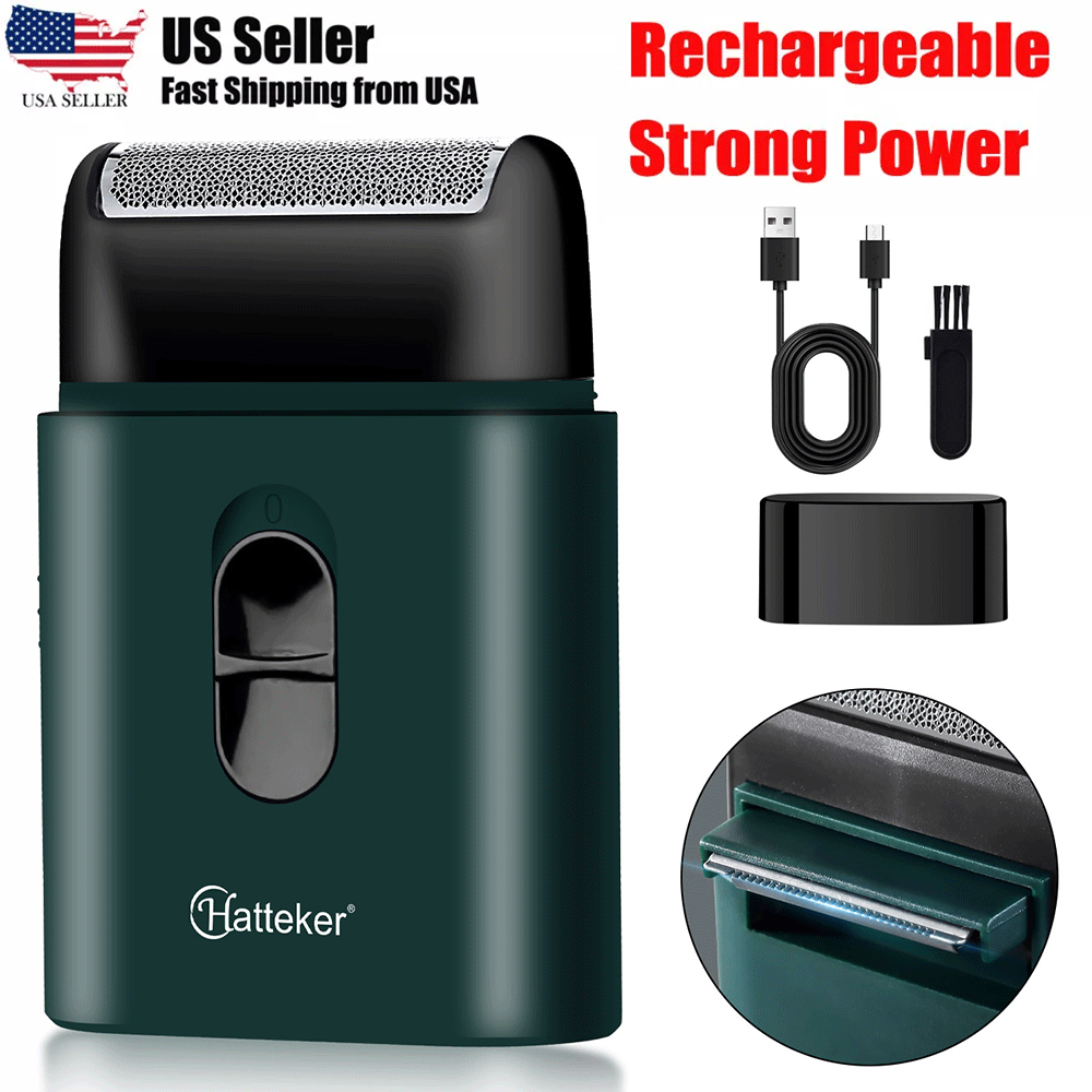 Hatteker Afeitadora de Viaje de Lámina Eléctrica para Hombres Maquinilla de Barba POP-UP Recortadora para Regalo