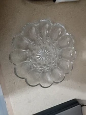 DEVILED EGG DISH TRAY DEPRESSION STYLE GLASS INDIANA(?) PLATTER Clear