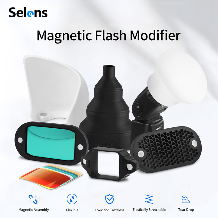 6 in1 Magnetic Flash Bounce Diffusers Sphere Honeycomb Grid Grip Color Filter