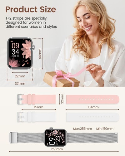AKUMAKA 1.85" Smart Watch for Women, Fitness Tracker for Android/iPhone (G39) - Zdjęcie 7 z 7