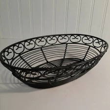 Restaurant Black Metal Bread Basket Approximately 6x9x2.5 In. Priced Per Basket