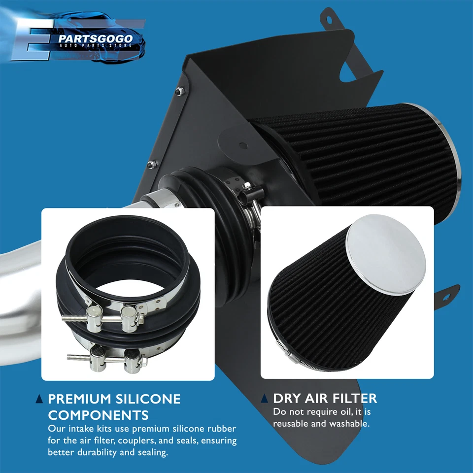 For 04-08 Ford F150 Mark LT Cold Air Intake Induction Chrome Piping Heat Shield - Image 3 of 4