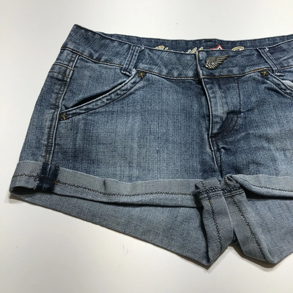 Pantalones Cortos Vanilla Star Juniors Talla 11 Puños Denim Cremallera a Presión Pantalones Calientes Foto 4 de 4