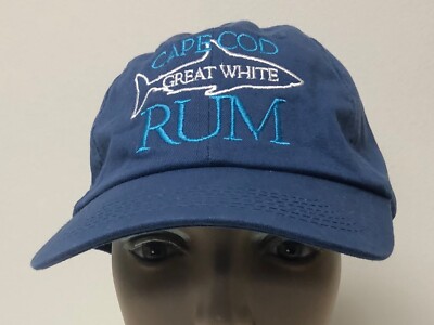 CAPE COD GREAT WHITE RUM ROYAL BLUE BASEBALL CAP ADJ FABRIC  STRAP WITH BUCKLE 
