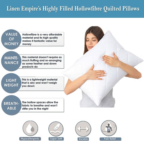 Large Soft Pillows Bounce Back Quilted Microfibre Firm Deluxe Striped Pillows - Picture 18 of 85