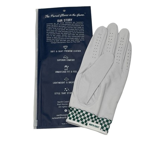 North Coast Golf Co. Guanto da golf in pelle bianco e verde M/L mano sinistra - Foto 7 di 10