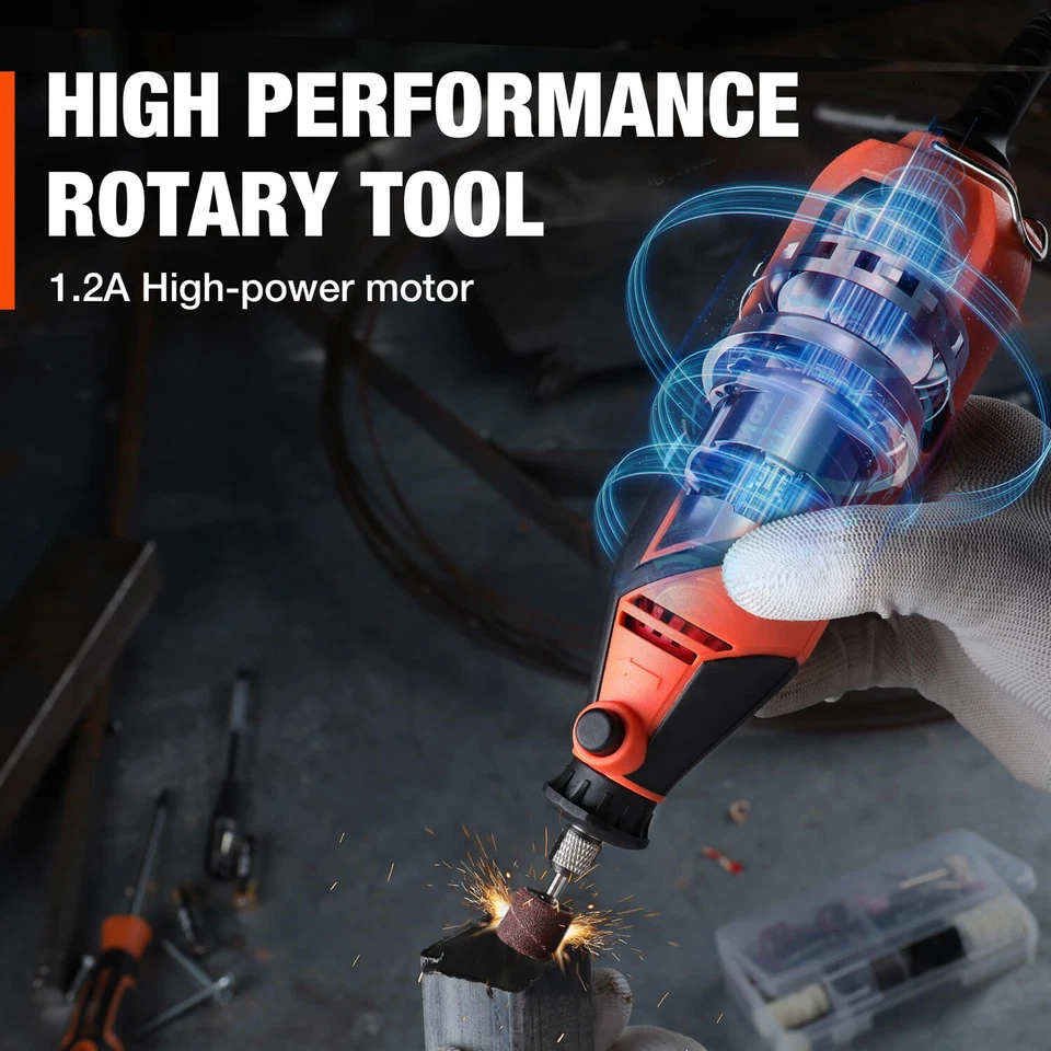 ValueMax 1.2Amp Corded Dremel Rotary Tool Kit w/Storage Case 5 Variable Speed - Image 3 of 4