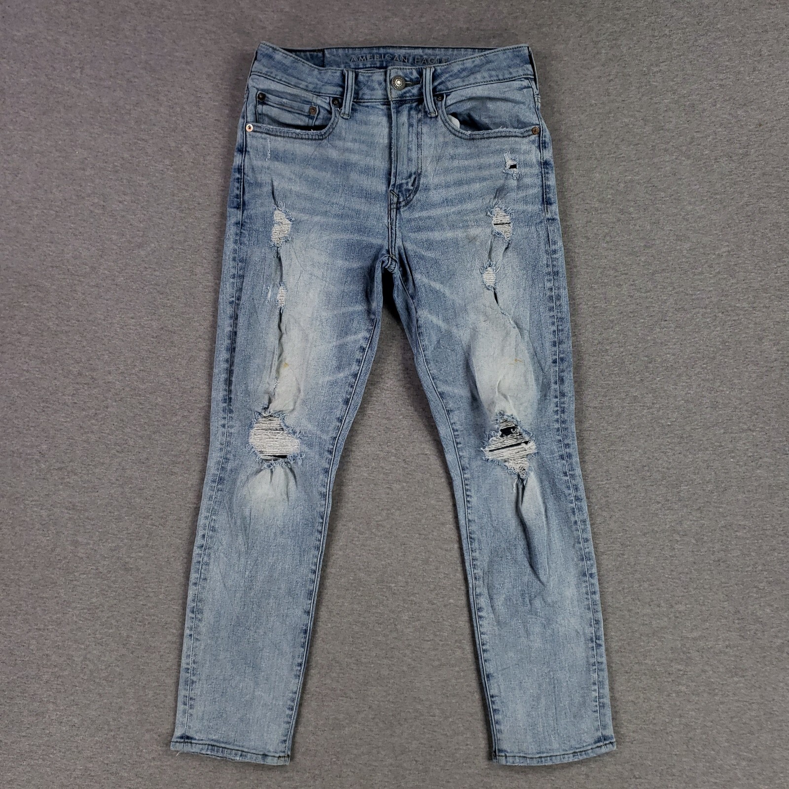 American Eagle 28x28 Athletic Fit Blue Jeans Airflex Plus Distressed