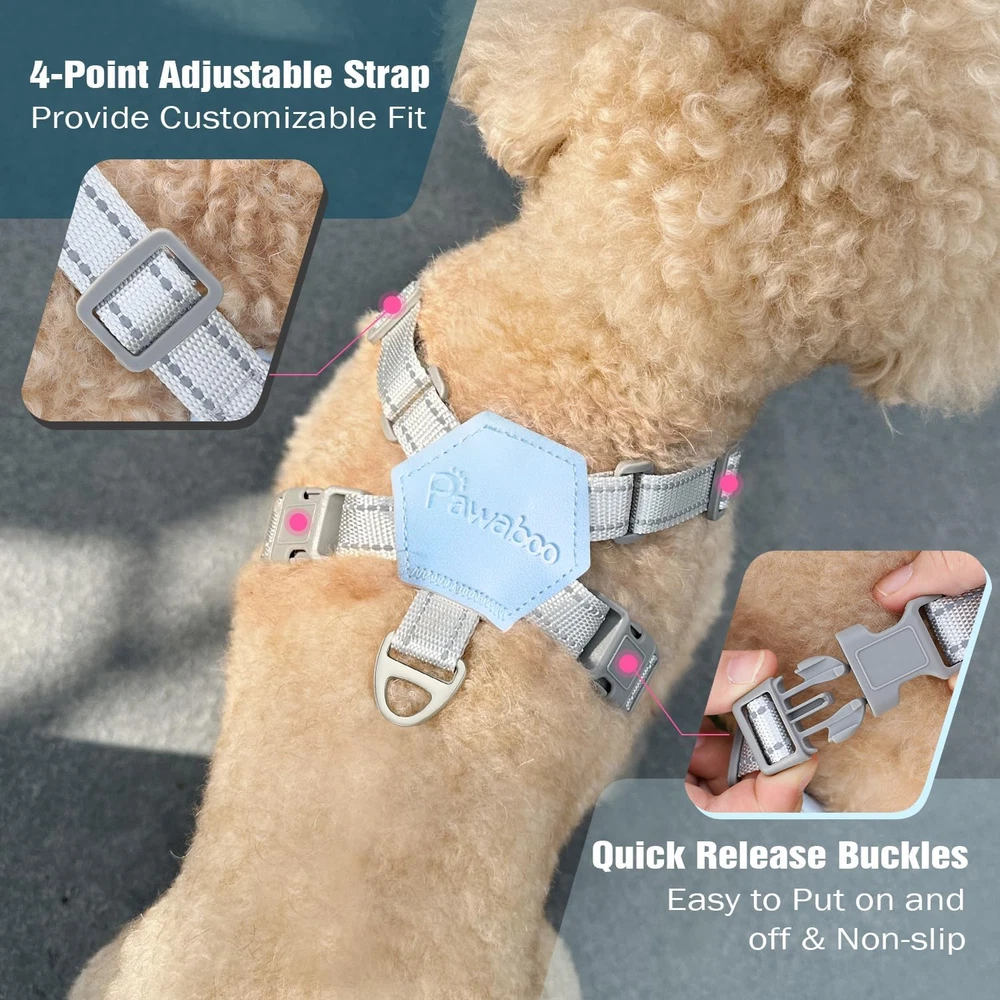 Dog Harness with Leash Set, X-Frame No Pull Pet Harness, Adjustable Choke Free D