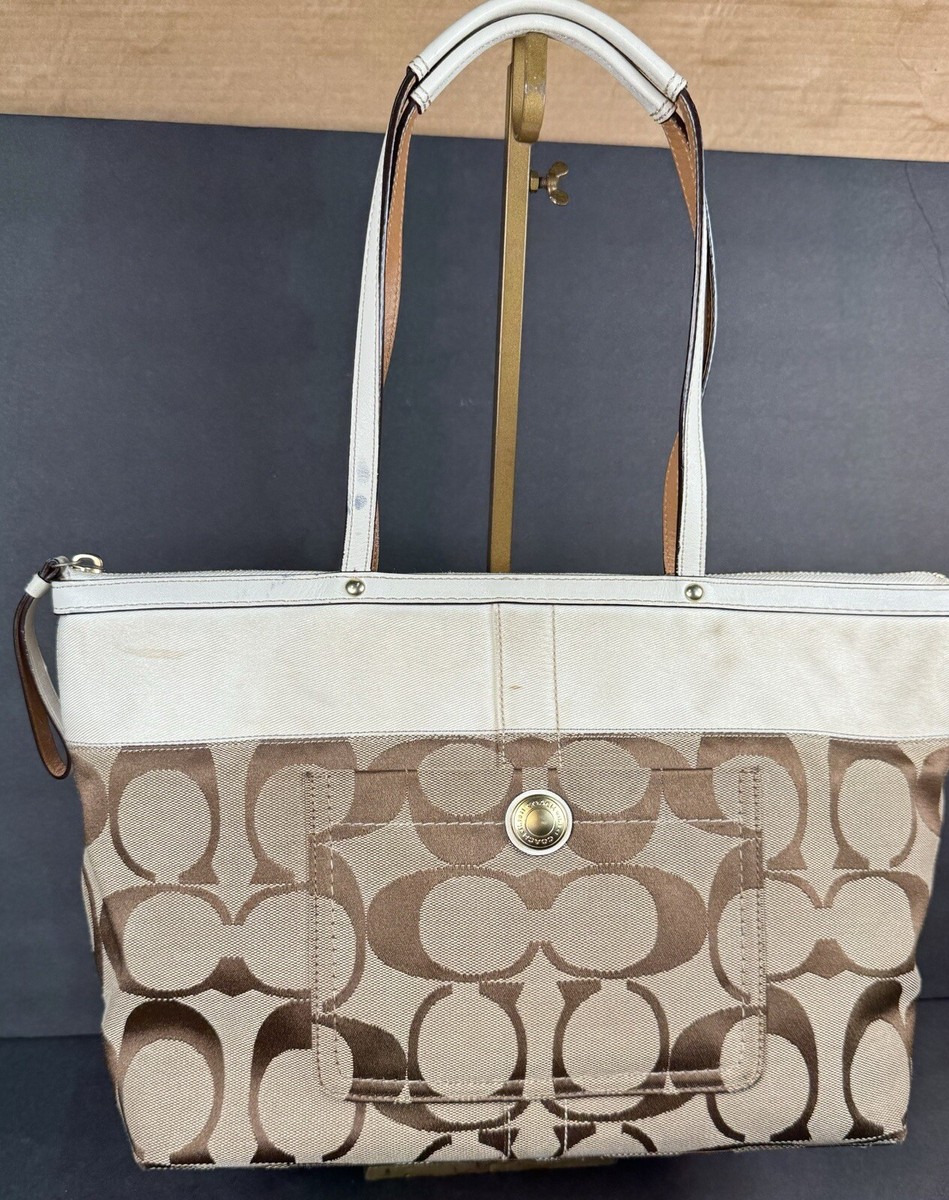 トートバッグ Fallett Clasp Shoulder Bag Light Khaki FA2401BG09BE COACH Signature Khaki White Tote Shoulder Bag 11691 | eBay