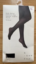 A New Day High Waist Control Top Opaque Tights Black 1x/2x