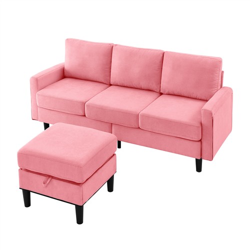 L-Shaped Sectional Sofa Couch 3-Seater Sofa with Storage Ottoman for Living Room - Picture 81 of 84