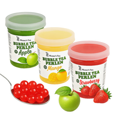 3x 1,3kg Bubble Tea Perlen Set Apfel Mango Erdbeere   Popping Boba Fruchtkugeln