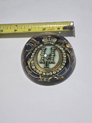 Dome Glass Paperweight Tsar Nicholas Royal Cypher Jewels Signed Durwin Rice NY
