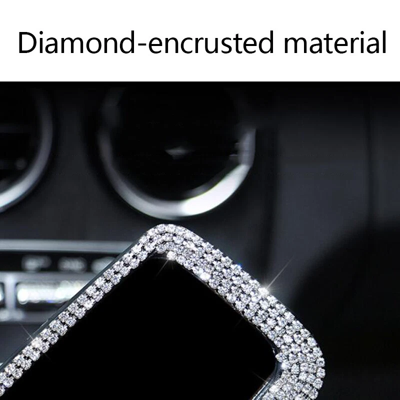 Espejo retrovisor de coche con diamantes de imitación Bling para mujer cubierta de espejo de coche moldura universal Foto 4 de 4