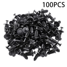 100Pc 7mm Hole Plastic Rivets Fastener Clips Push Pin Fit Car Auto Fender Bumper