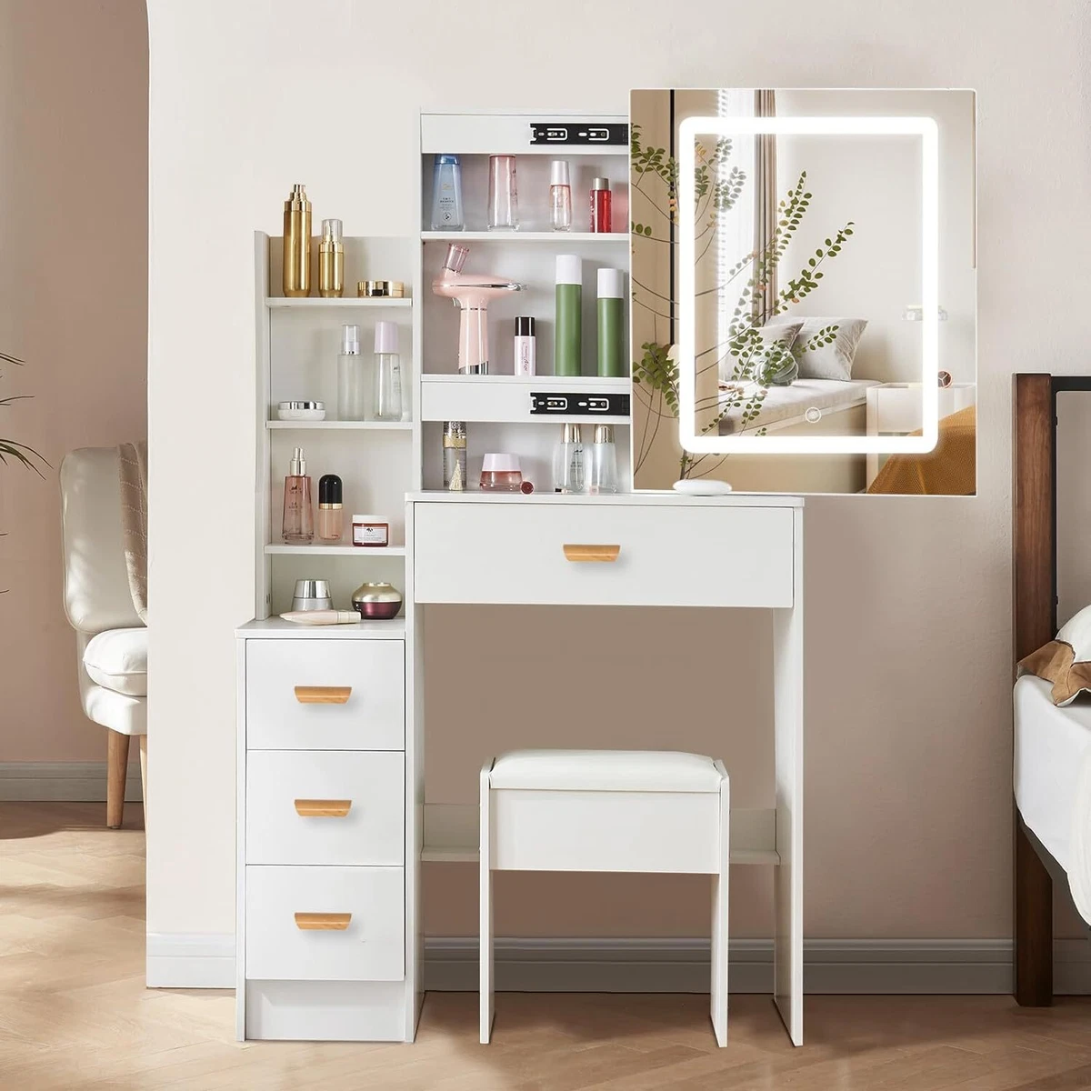 Led vanity 2024 mirror desk