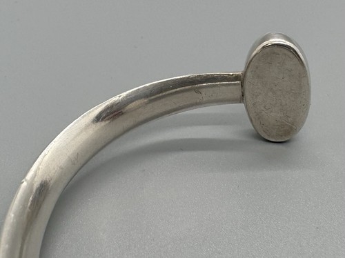 Vintage N.B Silver Mid Century London 1973 Tiger’s Eye Torc Bangle - 6.5” 21g - Picture 6 of 12