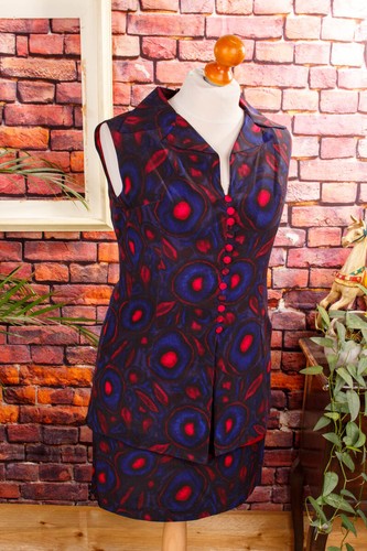 Vintage Original 60er Minifalda + Túnica Lila Seda Disco Golpeador Avantgarde 42 - Imagen 3 de 6
