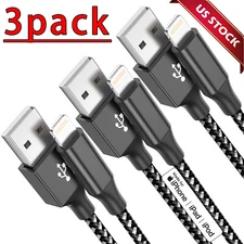 3 Pack Fast Charger Cable Heavy Duty For iPhone 13 12 11 X XR 8 7 Charging Cord