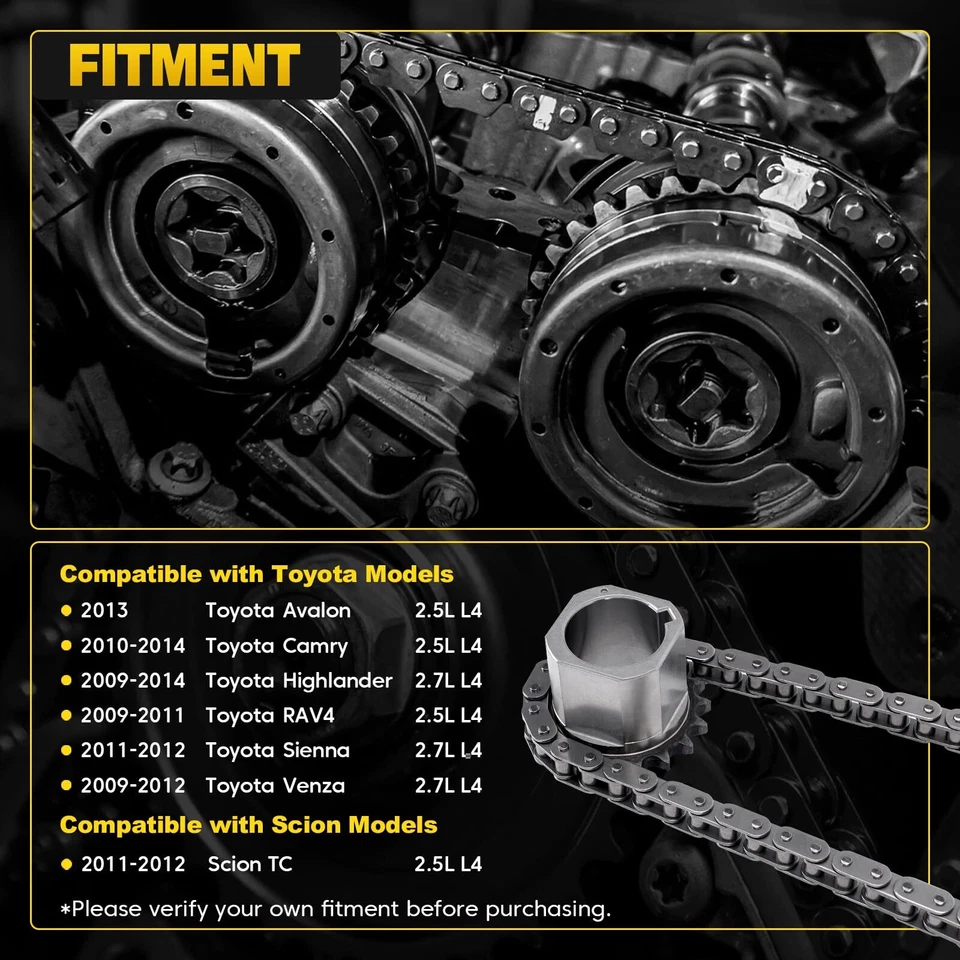Kit de cadena de distribución VVT para Toyota RAV4 Highlander Sienna Venza Camry 2.7 2.5 09-14 Foto 2 de 4