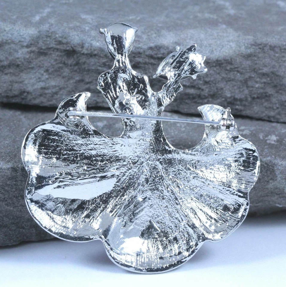 Broche de cristal strass austríaco salão de baile casal dança preto e vermelho P60B - Imagem 4 de 4