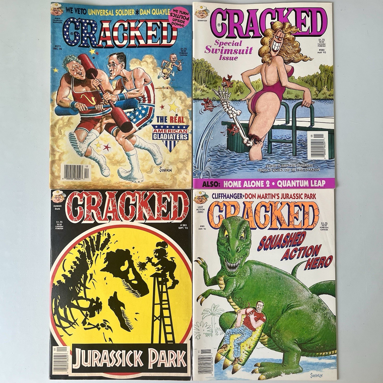 Cracked Magazine 1993 #277 #280 #283 #285 Don Martin Jurassic Park Home Alone
