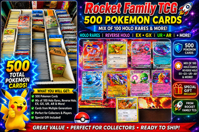 400 Pokemon Card Lot + Mix of 100 Holo, Reverse Foils EX GX UR AR + Gift