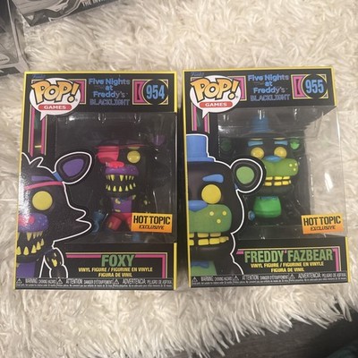FNAF Blacklight Funko Pop Set 2 Freddy & Foxy Hot Topic Five Nights at Freddys