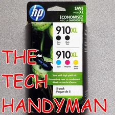 5-PACK HP GENUINE 910XL BLACK & COLOR INK (RETAIL BOX) OFFICEJET PRO 8025 8025e