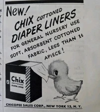 1948 Chix Cotton diaper Liners Baby Chick Vintage ad